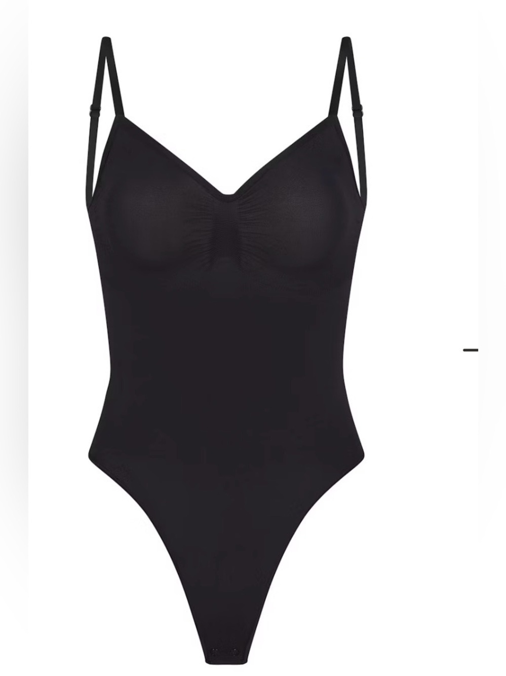 SKIMS Black Seamless V-Neck Thong Bodysuit